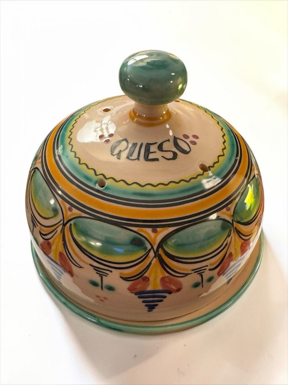 Puente Del Arzobispo Pottery Cheese Dish Queso Handmade Hand Painted
